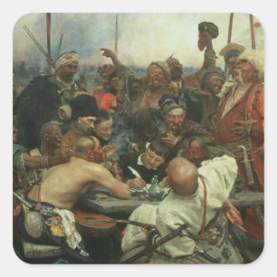 Adesivo Quadrado Os Cossacks de Zaporozhye escrevendo uma letra