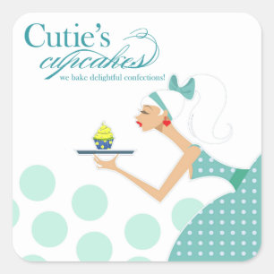Adesivo Quadrado Os cupcakes de Cutie - pastelarias das sobremesas