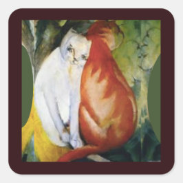 Adesivo Quadrado Os Dois Gatos, Belas Artes de Franz Marc