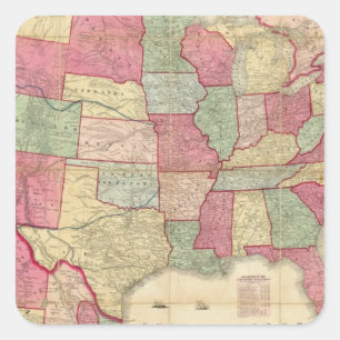 Adesivo Quadrado Os Estados Unidos americanos do continente