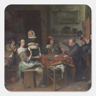 Adesivo Quadrado Os jogadores de cartão