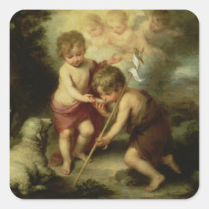 Adesivo Quadrado Os meninos com Shell, c.1670