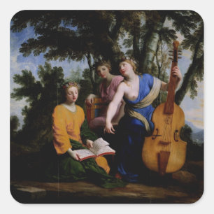 Adesivo Quadrado Os musas Melpomene, Erato e Polymnia, 1652-55