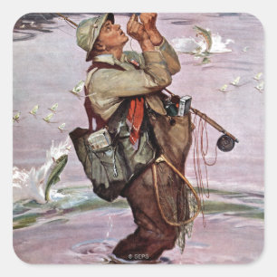 Adesivo Quadrado Os peixes estão saltando