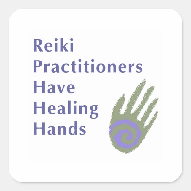 Adesivo Quadrado Os Profissionais Da Reiki Têm Mãos Para A Curação (Frente)