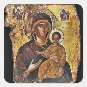 Adesivo Quadrado Os Theotokos e o Ícone Ortodoxo do Cristo Filho
