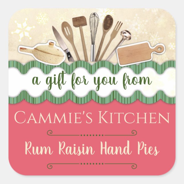 Adesivo Quadrado Os utensílios de Natal personalizados em casa (Frente)