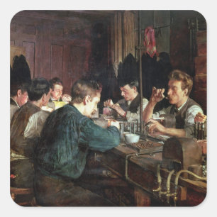 Adesivo Quadrado Os ventiladores de vidro, 1883 (óleo em canvas)