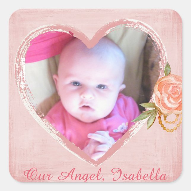 Adesivo Quadrado Os Vinhetas De Fotografias Do Bebê (Frente)