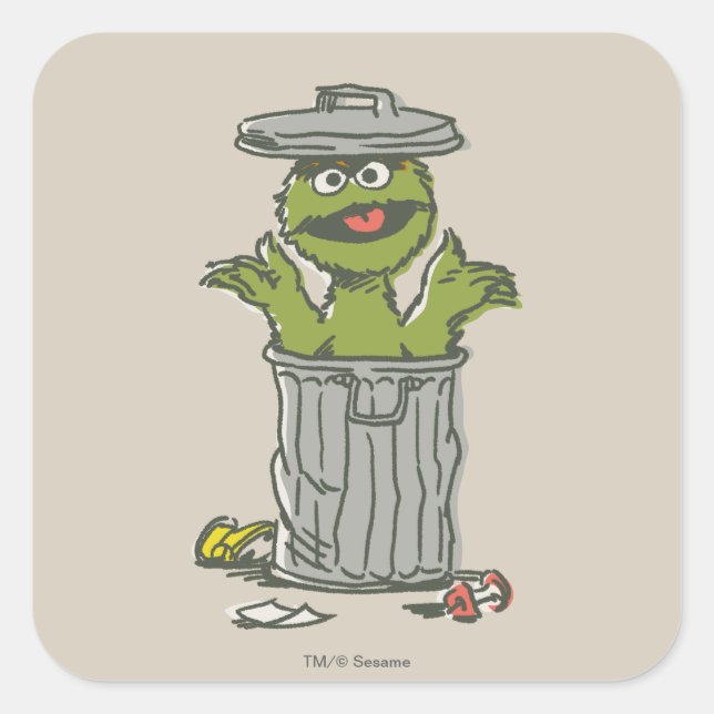 Adesivo Quadrado Oscar, o Grouch Vintage 1 (Frente)