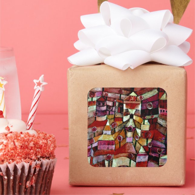 Adesivo Quadrado Ose Garden, pintura de Paul Klee (Festa)