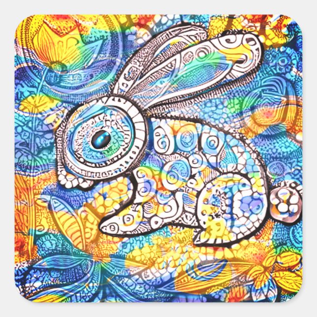 Adesivo Quadrado Osterhase im Doodle-Stil (Frente)