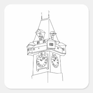 Adesivo Quadrado Österreich Steiermark Grazer Uhrturm