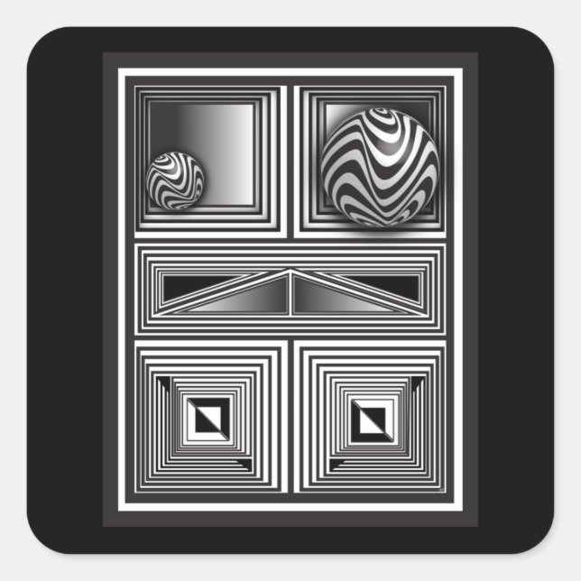 Adesivo Quadrado Ótica através de Formas (Frente)