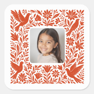 Adesivo Quadrado Otomí Mexicano Tenango Talavera com Foto