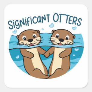 Adesivo Quadrado Otters Significativos - Otters Segurando Mãos