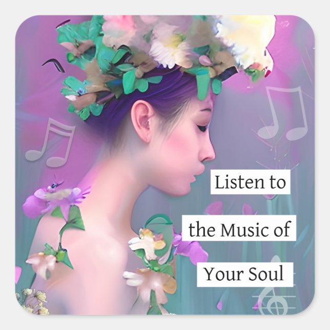 Adesivo Quadrado Ouça a música da sua alma | Inprimível (Frente)