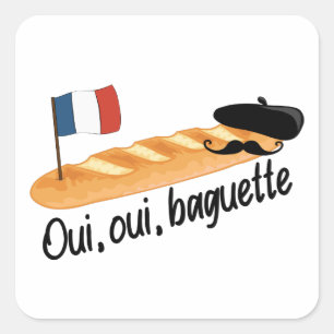 Adesivo Quadrado Oui Oui Baguette - Comida Francesa Engraçada