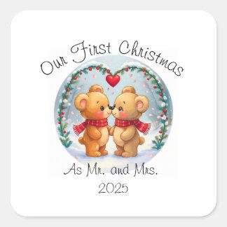 Adesivo Quadrado Our First Christmas as Mr. & Mrs. – 2025