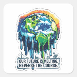 Adesivo Quadrado Our Future is Melting | Global Warming Awareness