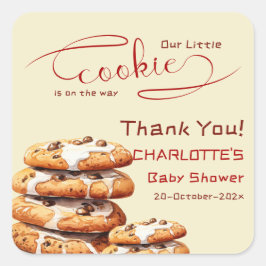Adesivo Quadrado Our Little Cookie Is On The Way Cute Baby Shower