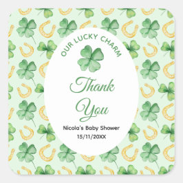 Adesivo Quadrado Our Lucky Charm St Patrick's Baby Shower