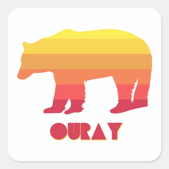 Adesivo Quadrado Ouray Colorado Rainbow Bear (Frente)