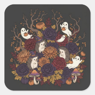 Adesivo Quadrado ouriço halloween assombrado