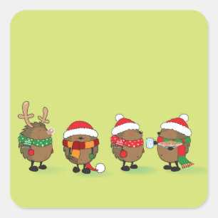 Adesivo Quadrado Ouriços de Natal
