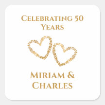 Ouro 50º Coração de Aniversário de Casamento Perso