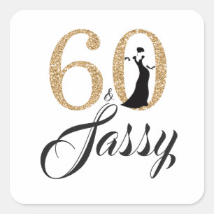 Adesivo Quadrado Ouro 60 e aniversário da tipografia Sassy de  