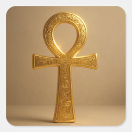 Adesivo Quadrado Ouro Ankh - Símbolo Egípcio Antigo