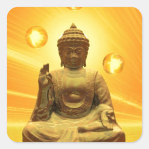 Adesivo Quadrado Ouro Buddha