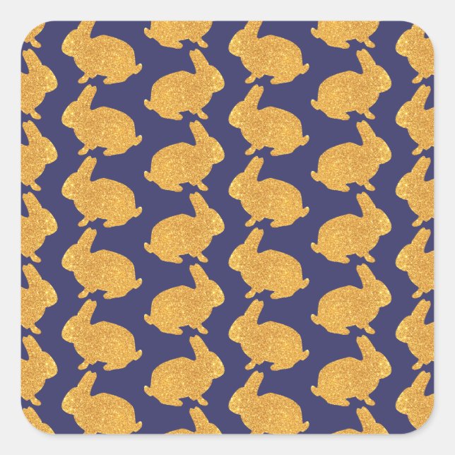 Adesivo Quadrado Ouro Bunnies (Frente)