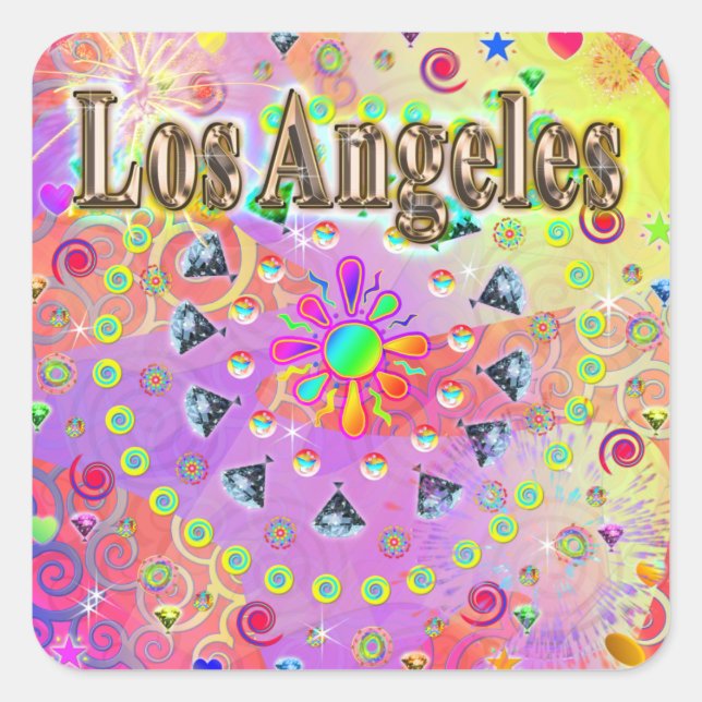 Adesivo Quadrado Ouro de Los Angeles Lucky Sticker (Frente)
