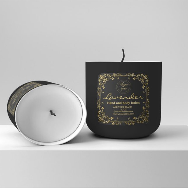 Adesivo Quadrado Ouro de luxo e ingredientes negros (Criador carregado)