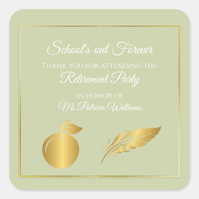 Adesivo Quadrado Ouro de Professores Elegantes Partido da Reforma P (Frente)