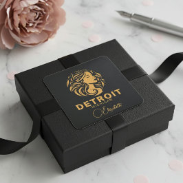 Adesivo Quadrado Ouro Detroit Michigan Lady Sticker