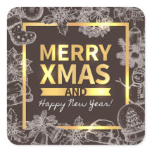 Ouro e giz Feliz Feliz ano novo de Natal