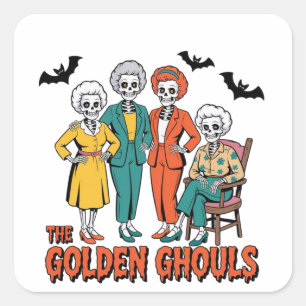 Adesivo Quadrado Ouro Ghouls Girls' Halloween