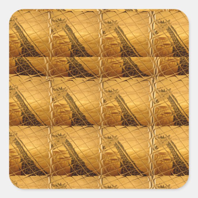 Adesivo Quadrado Ouro Infinito Girafa Animal Motif Art Impressão (Frente)