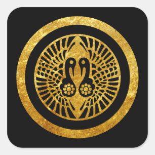 Adesivo Quadrado Ouro japonês do falso do clã de Ikko Ikki