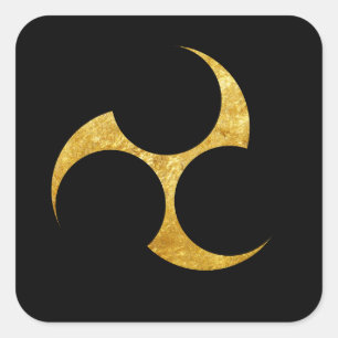 Adesivo Quadrado Ouro japonês do falso do clã de Kobayakawa