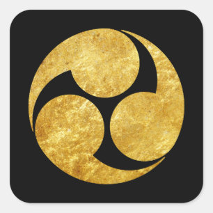 Adesivo Quadrado Ouro japonês do falso do clã de Kobayakawa