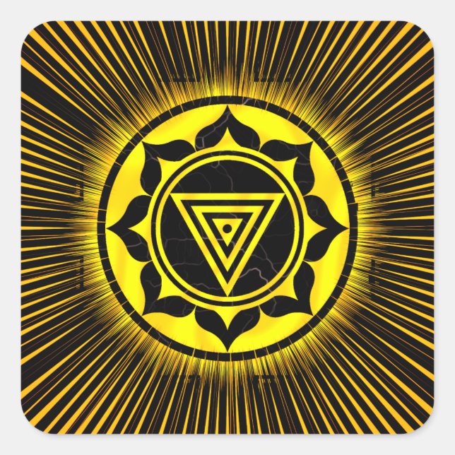 Adesivo Quadrado Ouro Kali Yantra Rise Caneta (Frente)