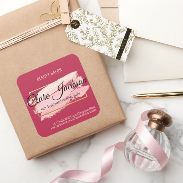 Adesivo Quadrado Ouro magenta rosa Viva (Presentear)