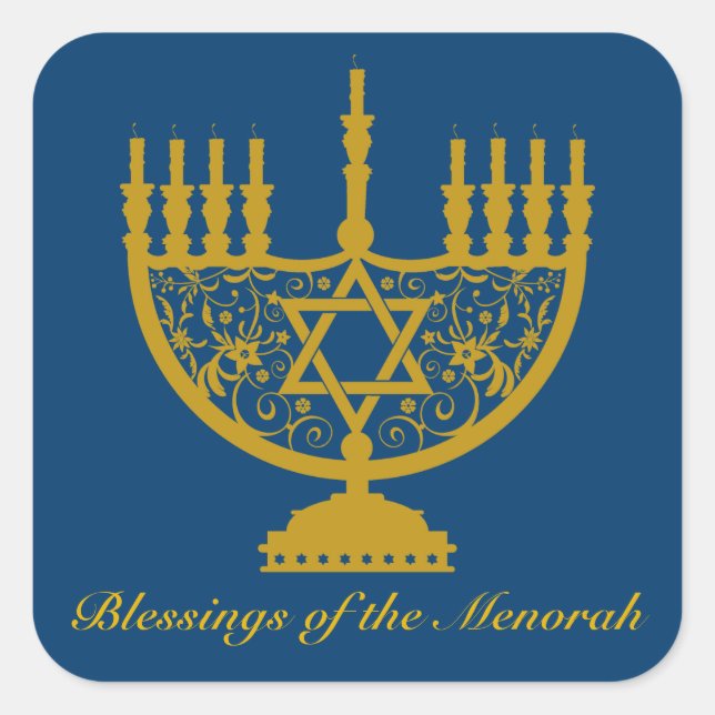Adesivo Quadrado Ouro Menorah Sticker (Frente)