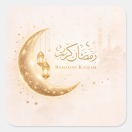 Adesivo Quadrado Ouro Mínimo Stick do Ramadão Kareem – Islâmico Ele