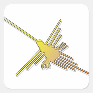 Adesivo Quadrado Ouro Nazca Linhas Hummingbird
