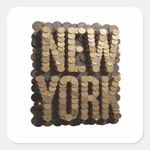 Adesivo Quadrado Ouro Original Estilo Nova York em Vinil